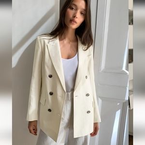 Aritzia Babaton Samuel Linen Blazer | Beige | Size 00